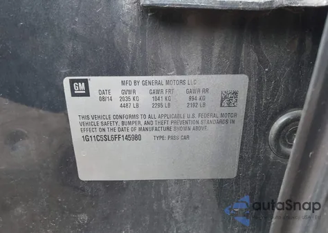 2015 Chevrolet Malibu 1Lt z USA, uszkodzony, nr VIN 1G11C5SL6FF145980